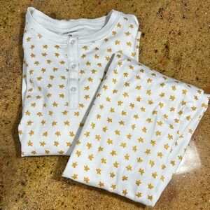 Roller Rabbit White Pajama Set with Gold Star Print